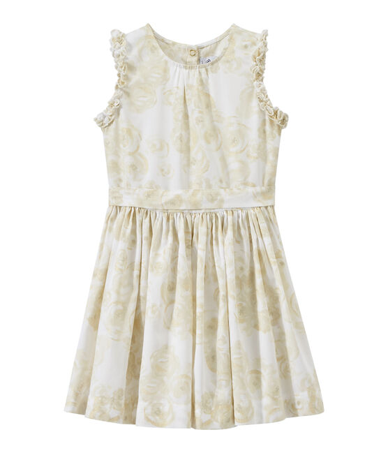 Ärmelloses Mädchen-Kleid mit Print weiss MARSHMALLOW/weiss MULTICO