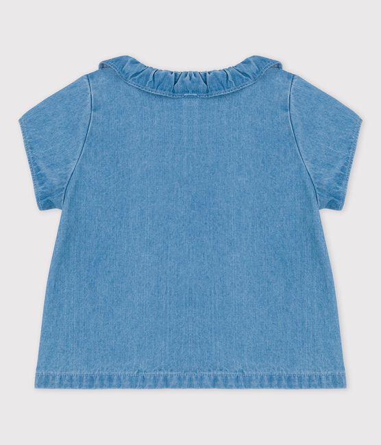 Kurzärmelige Babybluse aus leichtem Bio-Denim blau DENIM CLAIR