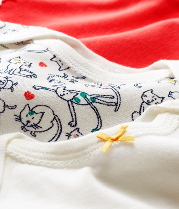 Trio lang&auml;rmelige Baby-Bodys f&uuml;r M&auml;dchen vielfarbig