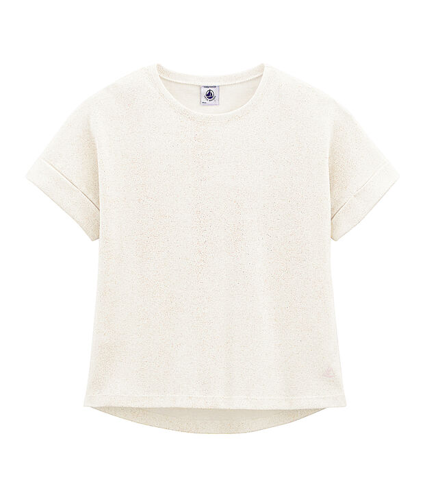 Kurz&auml;rmeliges Kinder-T-Shirt M&auml;dchen weiss/rosa