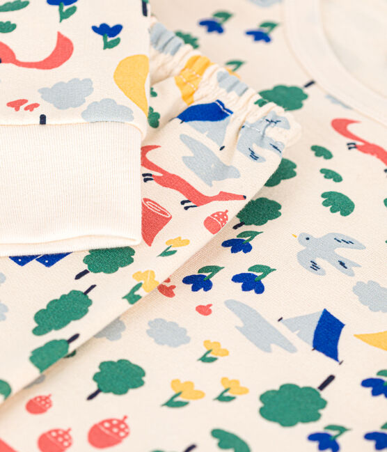 Kinder-Pyjama aus aufgerautem Molton mit Waldmotiv weiss AVALANCHE/ MULTICO