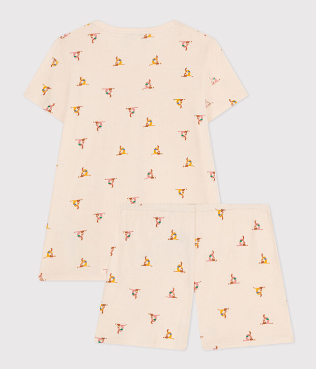 Kurzer Kinderpyjama aus Baumwolle mit Tier-Printmotiv naturfarben/vielfarbig