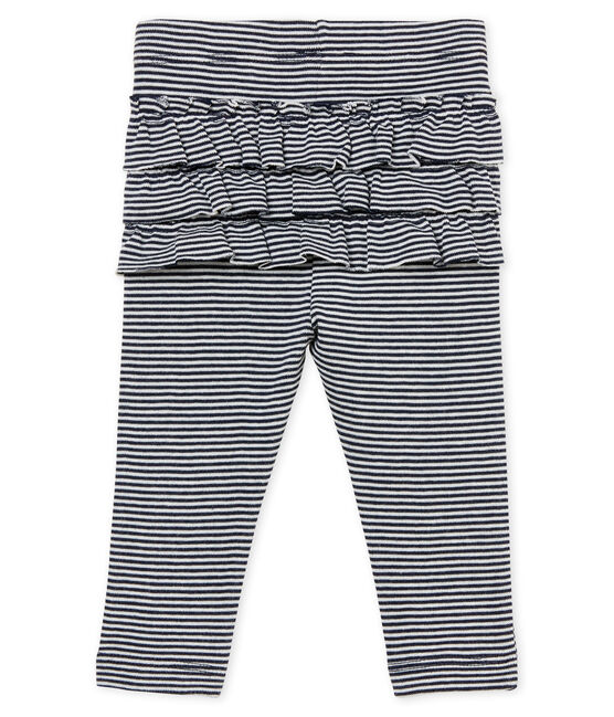 Baby-leggings mit ringelstreifenmuster mädchen blau SMOKING/weiss MARSHMALLOW