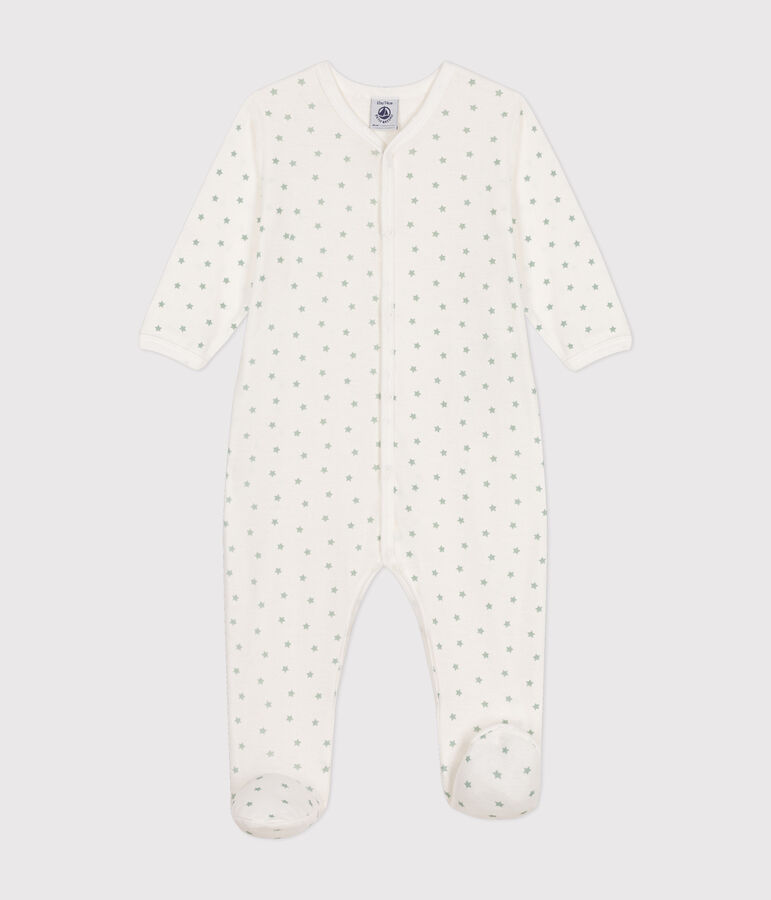 Baby-Strampler aus Baumwolle mit kleinem Stern weiss MARSHMALLOW/ HERBIER
