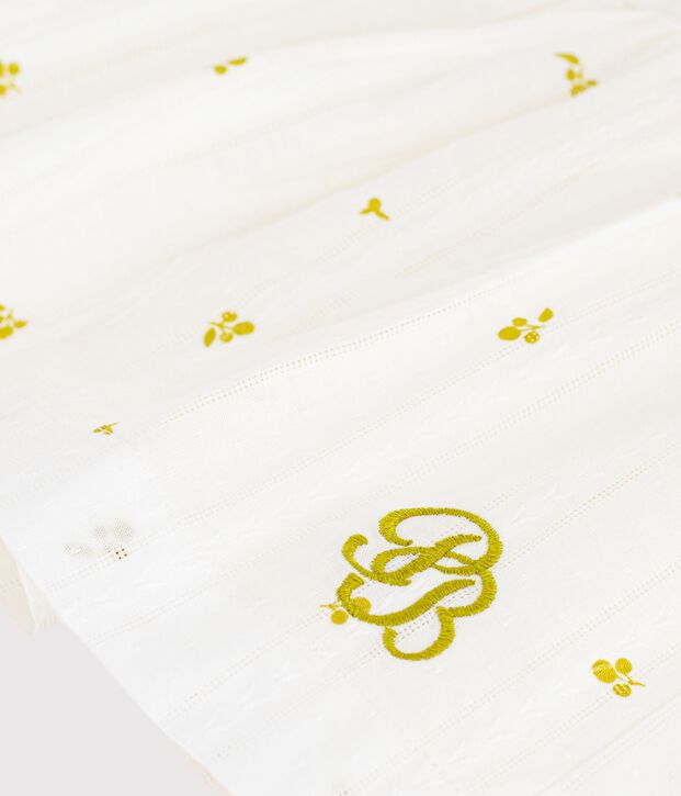 Langer Kinder-Rock aus Baumwolle mit Blumenmuster weiss/gr&uuml;n