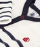 Gestreifter Baby-Pyjama aus Samt weiss MARSHMALLOW/blau SMOKING