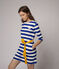 Langärmeliges, gestreiftes Damen-Kleid blau SURF/weiss MARSHMALLOW