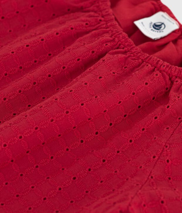 Kurz&auml;rmelige Kinder-Bluse mit Blumenmuster rot