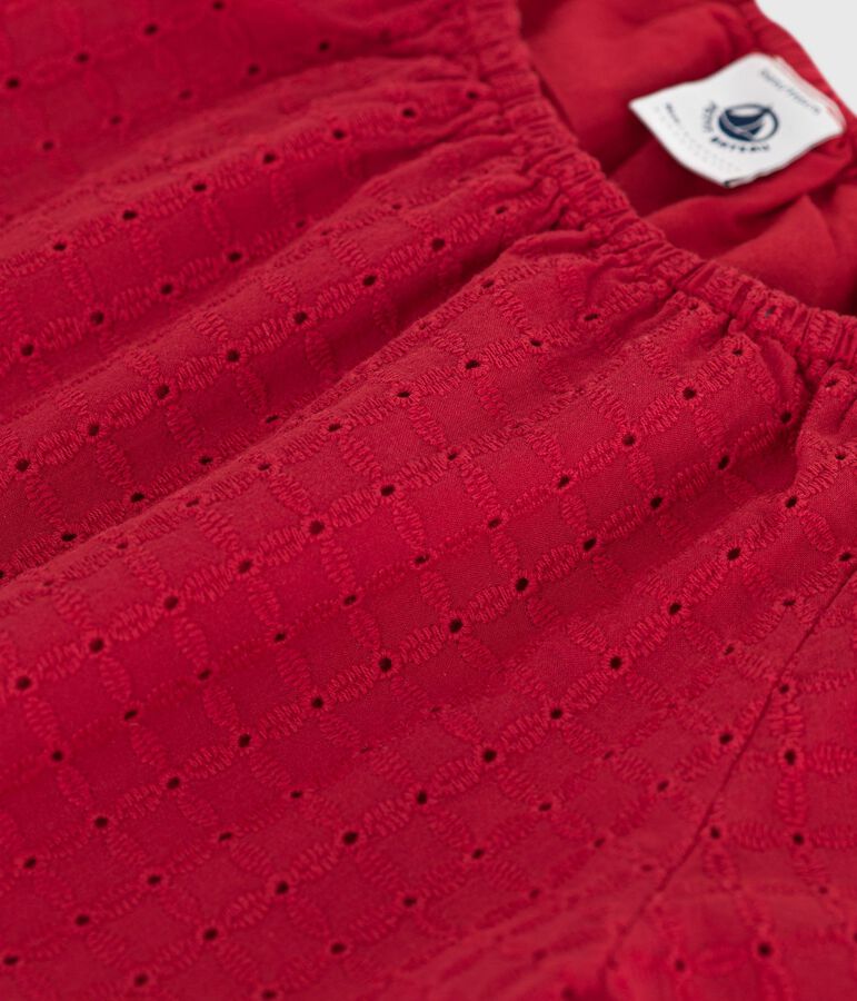 Kurz&auml;rmelige Kinder-Bluse mit Blumenmuster rot