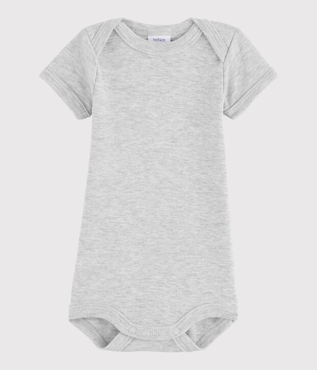 Kurz&auml;rmeliger Baby-Body Jungen grau