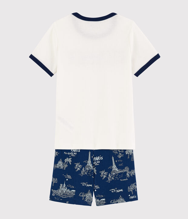 Kinder-Kurzpyjama aus Baumwolle mit Paris-Motiv im Toile-de-Jouy-Stil f&uuml;r Jungen blau/vielfarbig