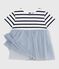 Kurzärmeliges Baby-Kleid aus zwei Stoffen CO2/ MULTICO