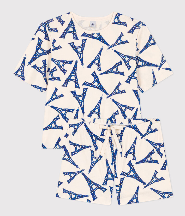 Kurzpyjama aus Baumwolle f&uuml;r Damen naturfarben/vielfarbig