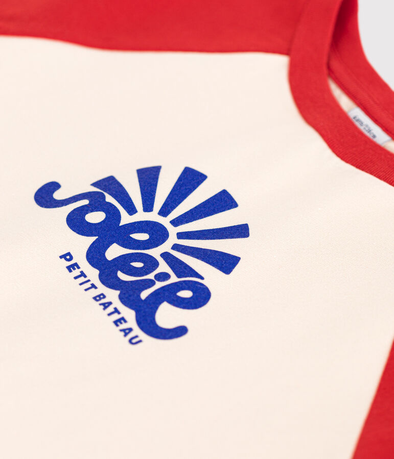 T-Shirt mit Printmotiv aus Jersey Kinder/Jungen naturfarben/rot