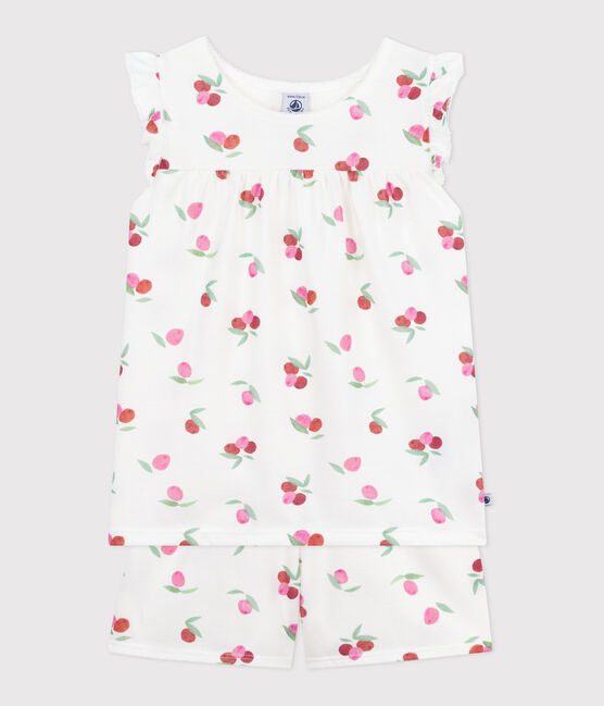 Kinder-Kurzpyjama aus Baumwolle mit Frucht-Motiv weiss MARSHMALLOW/weiss MULTICO