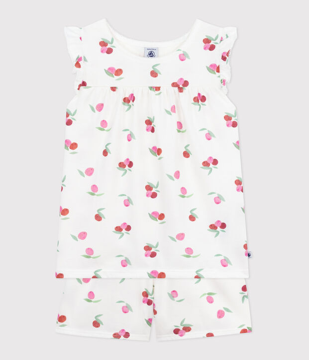 Kinder-Kurzpyjama aus Baumwolle mit Frucht-Motiv weiss/vielfarbig