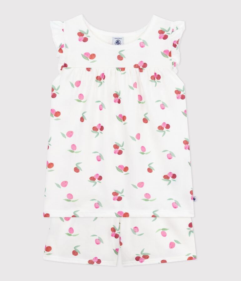 Kinder-Kurzpyjama aus Baumwolle mit Frucht-Motiv weiss/vielfarbig