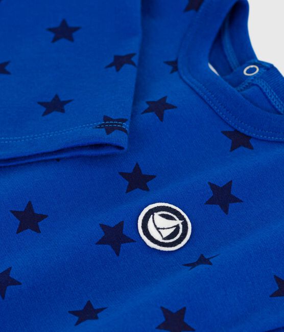 Langärmeliges Baby-T-Shirt aus Baumwolle mit Sternmotiv blau OLYMPIC/ SOIR