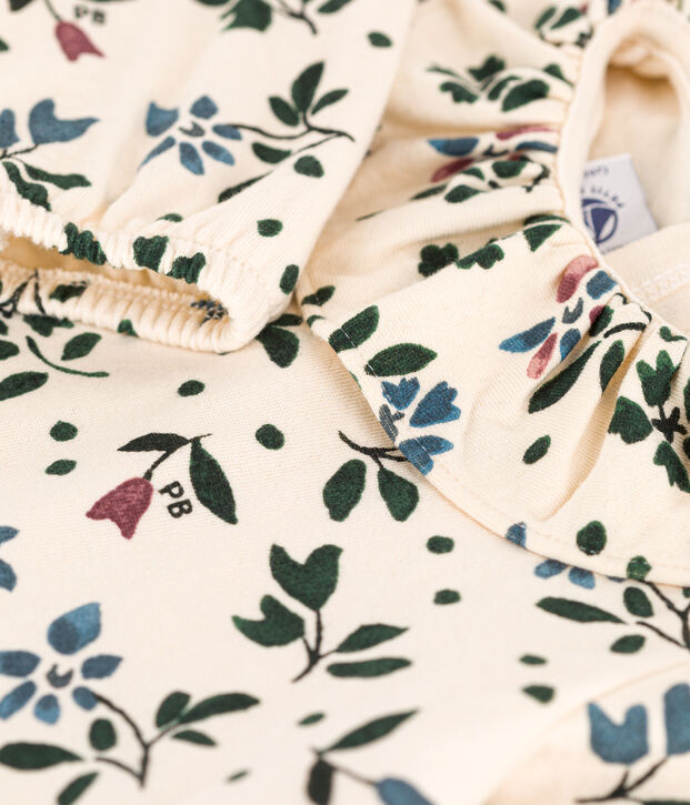 Lang&auml;rmelige Babybluse aus Musselin-Stoff naturfarben/vielfarbig