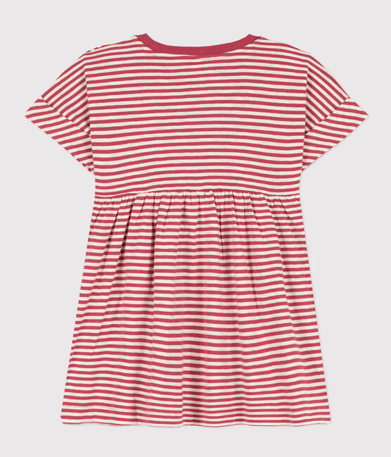 Gestreiftes Kinderkleid aus Flammgarn für Mädchen rosa PAPI/beige AVALANCHE