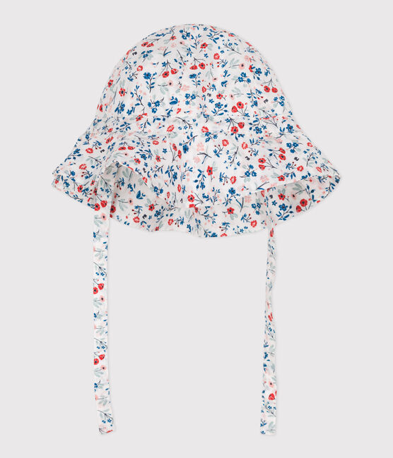 Baby-Sonnenhut aus Popeline mit Blumenmuster für Mädchen weiss MARSHMALLOW/weiss MULTICO