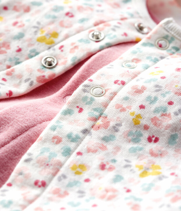 Baby-Zweiteiler aus Velours mit rosa Blumen rosa/vielfarbig