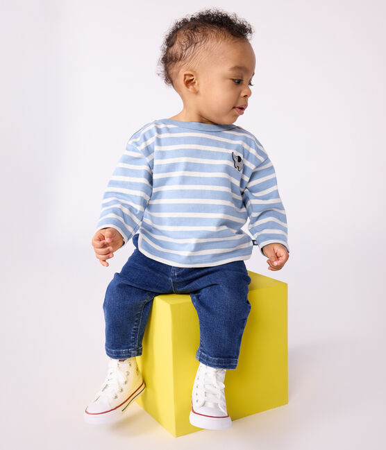 Baby-Streifenshirt aus Baumwolle blau ADRIATIC/ MILK