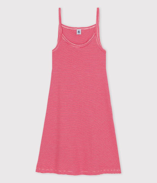 Kurznachthemd aus Baumwolle f&uuml;r Damen rot/weiss