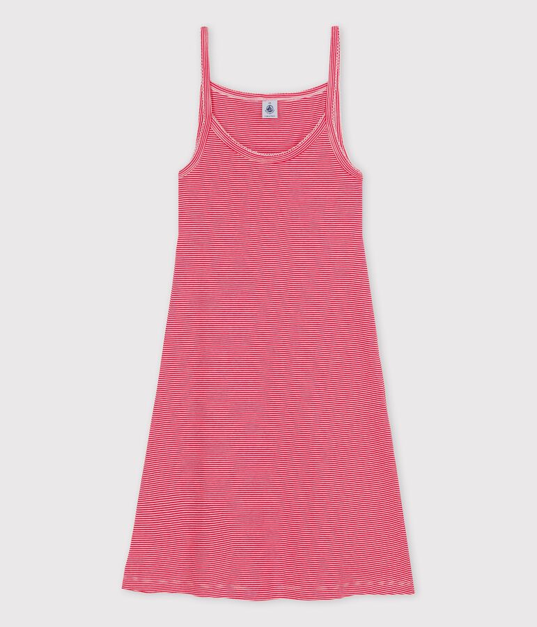 Kurznachthemd aus Baumwolle f&uuml;r Damen rot PEPS/weiss MARSHMALLOW