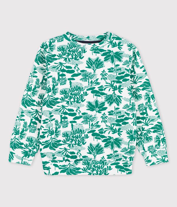 Sweatshirt aus Molton f&uuml;r Jungen weiss/gr&uuml;n