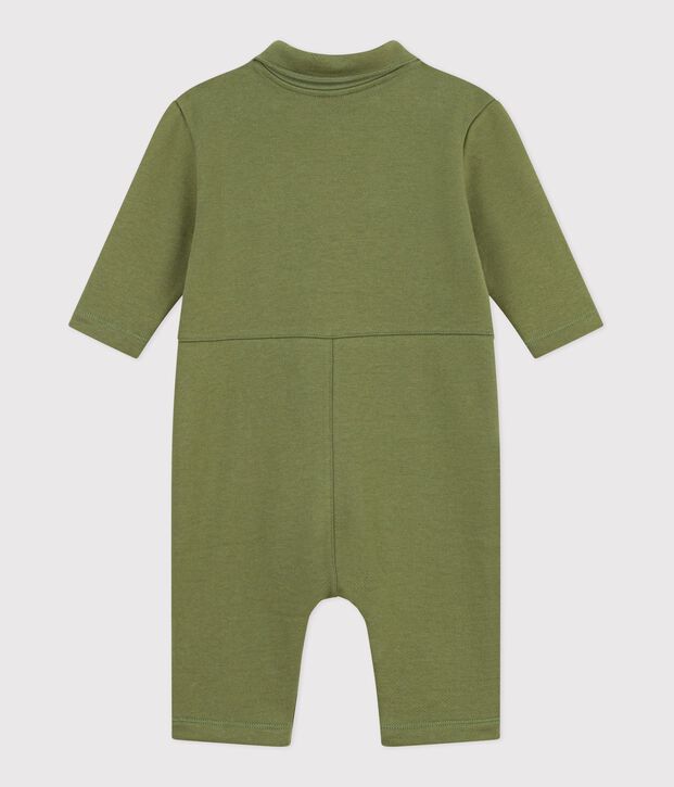 Langer Baby-Overall aus einfarbiger Baumwolle OLIVINE