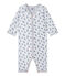Baby-Jungen-Strampler ohne Fuß aus gedoppeltem Jersey weiss ECUME/weiss MULTICO