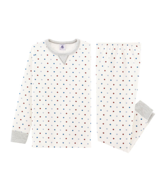 Kinderpyjama aus Doppeljersey für Jungen weiss MARSHMALLOW/weiss MULTICO