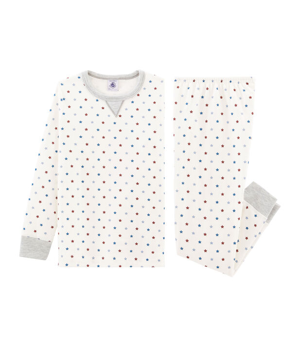 Kinderpyjama aus Doppeljersey f&uuml;r Jungen weiss/vielfarbig