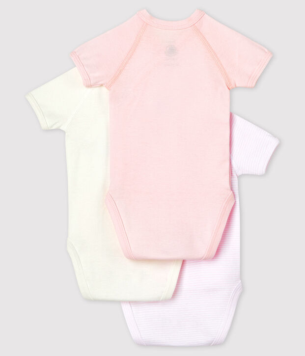 3er-Set kurz&auml;rmelige Baby-Bodys aus Bio-Baumwolle im Kimono-Schnitt mit Ringelstreifen vielfarbig