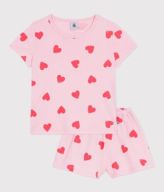 Kinder-Kurzpyjama aus Baumwolle mit Herzmotiv