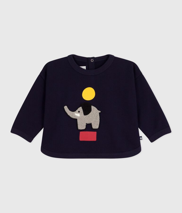 Baby-Sweatshirt aus Baumwolle mit Elefanten-Motiv blau