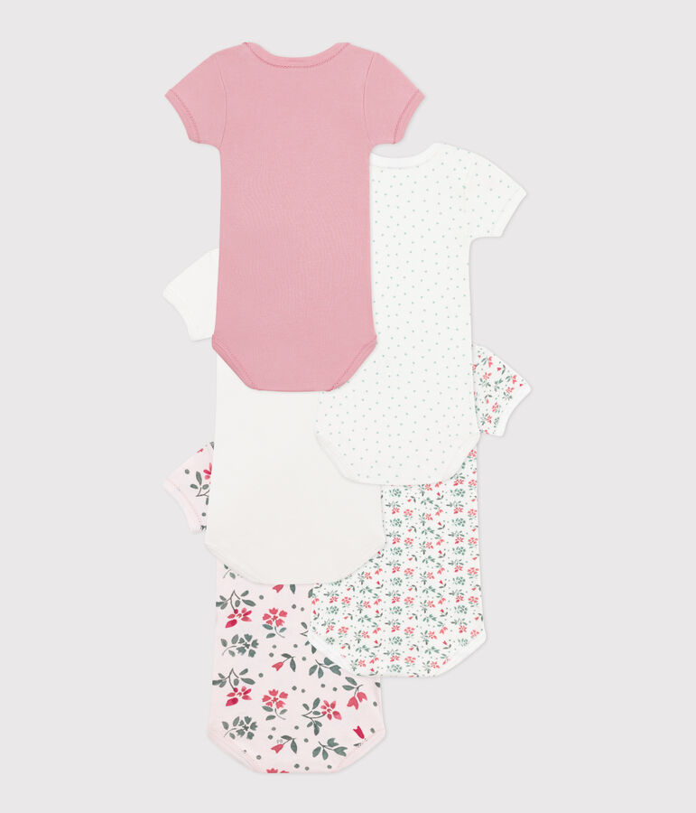 5er-Set kurz&auml;rmelige Strampler aus Baumwolle mit Blumenmuster vielfarbig