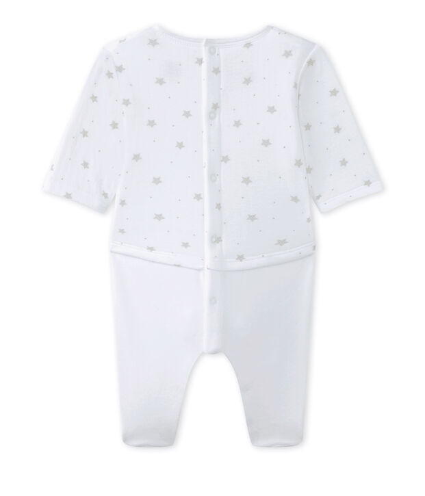 Unisex-Baby-Overall im Materialmix weiss/braun