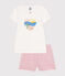 Kinder-Kurzpyjama aus Baumwolle weiss MARSHMALLOW/rosa CHARME