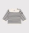Baby-Pullover aus Woll- und Baumwollstrick weiss MARSHMALLOW/blau SMOKING