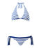 Gestreifter Damen-Bikini weiss MARSHMALLOW/blau PERSE