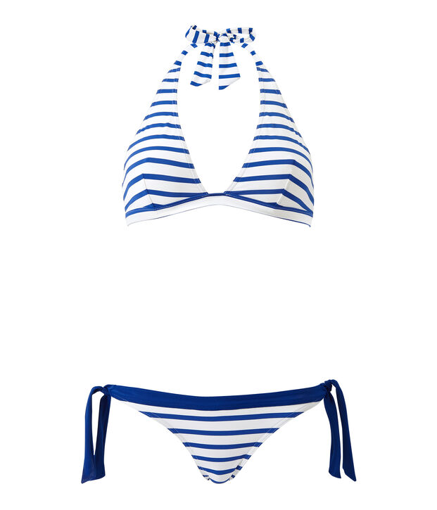 Gestreifter Damen-Bikini weiss/blau