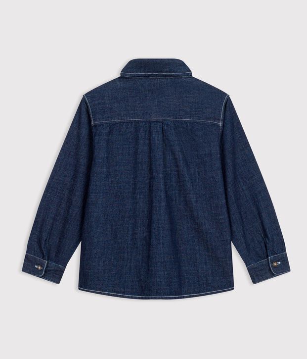 Kinder-Hemd f&uuml;r Jungen aus einfarbigem Denim blau