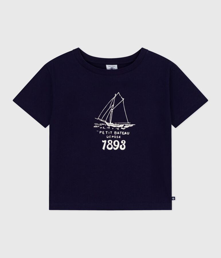 Kurz&auml;rmeliges Kinder-T-Shirt mit Muster blau SOIR