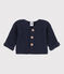 Baby-Cardigan kraus rechts gestrickt aus Baumwolle blau SMOKING