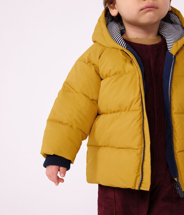 Baby-Winterjacke aus einfarbigem Polyester gelb