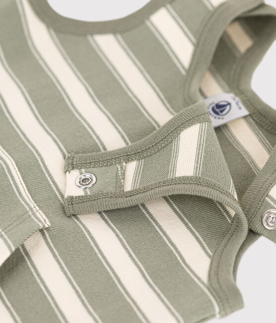 Ärmelloser Baby-Kurzoverall aus dickem gestreiftem Jersey MARECAGE/ AVALANCHE