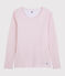 Damen-T-Shirt aus Wolle und Baumwolle rosa CHARME/weiss MARSHMALLOW