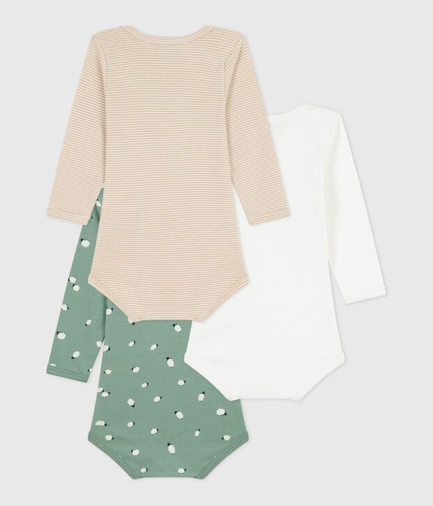 Set lang&auml;rmeliger Baby-Bodys aus Baumwolle mit Schafmotiv vielfarbig